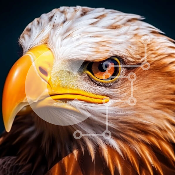 Intra Συλλεκτικό Ξύλινο Παζλ Plywood  4mm - Εκπληκτική κοντινή πλάνο του κεφαλιού ενός αετού με κοφτερό ράμφος και διαπεραστικά μάτια Σε Ξύλινο Κουτί - Διαστάσεις: 10x10 cm – 25 κομμάτια