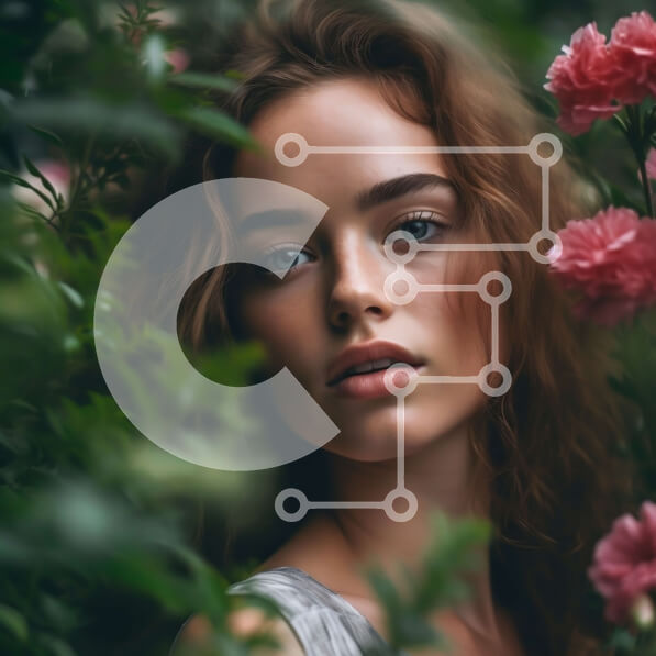 Intra Συλλεκτικό Ξύλινο Παζλ Plywood  4mm - Γαλήνια νεαρή γυναίκα σε έναν κήπο με ροζ λουλούδια Σε Ξύλινο Κουτί - Διαστάσεις Puzzle: 10x10 cm – 25 κομμάτια