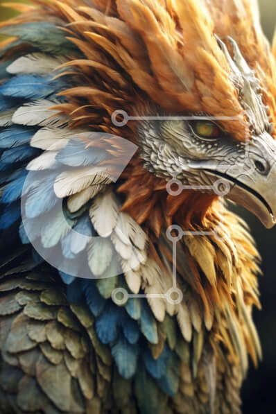 Σετ των 2 Intra Συλλεκτικό Ξύλινο Παζλ Plywood  4mm - Ισχυρό και όμορφο μυθικό πλάσμα με έντονα χρωματιστά φτερά και μεγάλο ράμφος Σε Ξύλινο Κουτί - Διαστάσεις: 10x10 cm – 25 κομμάτια