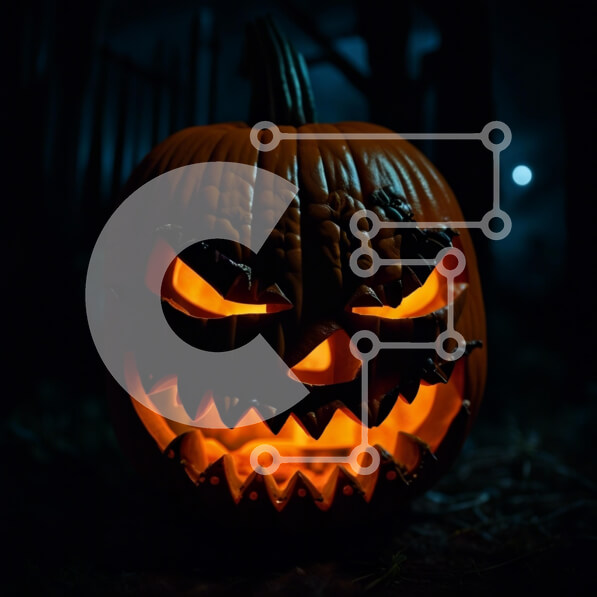 Intra Συλλεκτικό Ξύλινο Παζλ Plywood  4mm - Απόκοσμη κολοκύθα αποκριών με τρομακτικό πρόσωπο στο σκοτάδι Σε Ξύλινο Κουτί - Διαστάσεις: 10x10 cm – 25 κομμάτια