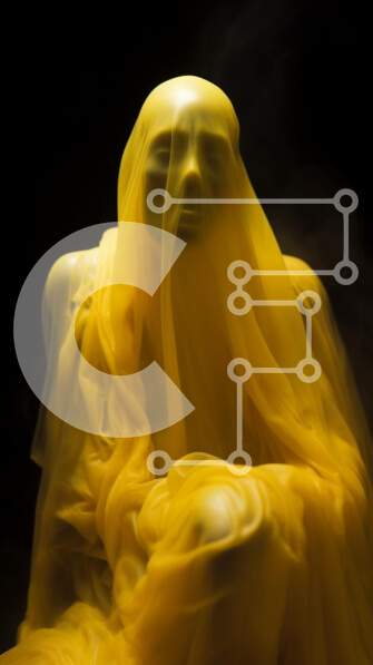 Intra Συλλεκτικό Ξύλινο Παζλ Plywood  4mm - Κίτρινη φιγούρα με ημιδιαφανές ύφασμα και πέπλο Σε Ξύλινο Κουτί - Διαστάσεις Puzzle: 10x10 cm – 25 κομμάτια