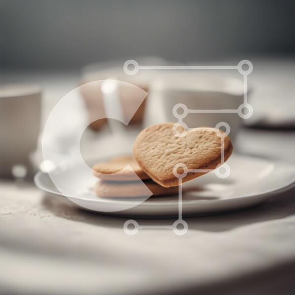 Σετ των 2 Intra Συλλεκτικό Ξύλινο Παζλ Plywood  4mm - Μπισκότα σε σχήμα καρδιάς σε ένα πιάτο με φλιτζάνια και πιατάκια Σε Ξύλινο Κουτί - Διαστάσεις: 10x10 cm – 25 κομμάτια