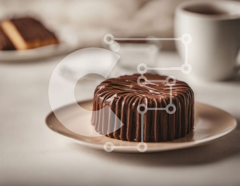 Σετ των 2 Intra Συλλεκτικό Ξύλινο Παζλ Plywood  4mm - Λευκό πιάτο με κέικ σοκολάτας και επιδόρπια καφέ Σε Ξύλινο Κουτί - Διαστάσεις: 10x10 cm – 25 κομμάτια