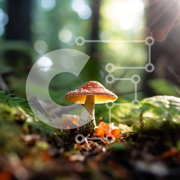 Intra Συλλεκτικό Ξύλινο Παζλ Plywood  4mm - Όμορφη εικόνα ενός κόκκινου μανιταριού σε ένα δάσος Σε Ξύλινο Κουτί - Διαστάσεις: 10x10 cm – 25 κομμάτια