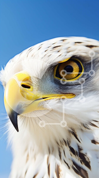 Σετ των 2 Intra Συλλεκτικό Ξύλινο Παζλ Plywood  4mm - Κοντινό πλάνο του κεφαλιού ενός αετού με κίτρινα μάτια και λευκό ράμφος Σε Ξύλινο Κουτί - Διαστάσεις: 10x10 cm – 25 κομμάτια