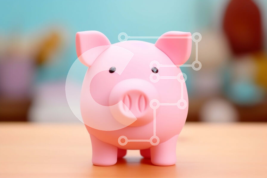 Intra Συλλεκτικό Ξύλινο Παζλ Plywood  4mm - Καλοδιατηρημένος ροζ κουμπαράς σε ξύλινο τραπέζι Σε Ξύλινο Κουτί - Διαστάσεις Puzzle: 10x10 cm – 25 κομμάτια