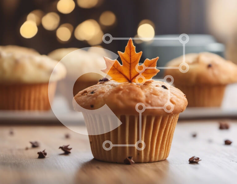 Σετ των 2 Intra Συλλεκτικό Ξύλινο Παζλ Plywood  4mm - Μάφιν με θέμα το φθινόπωρο με διακόσμηση φύλλων Σε Ξύλινο Κουτί - Διαστάσεις: 10x10 cm – 25 κομμάτια