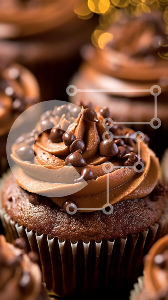 Intra Συλλεκτικό Ξύλινο Παζλ Plywood  4mm - Λαχταριστά Cupcakes σοκολάτας με παγωμένο σοκολάτα και πατατάκια Σε Ξύλινο Κουτί - Διαστάσεις: 10x10 cm – 25 κομμάτια