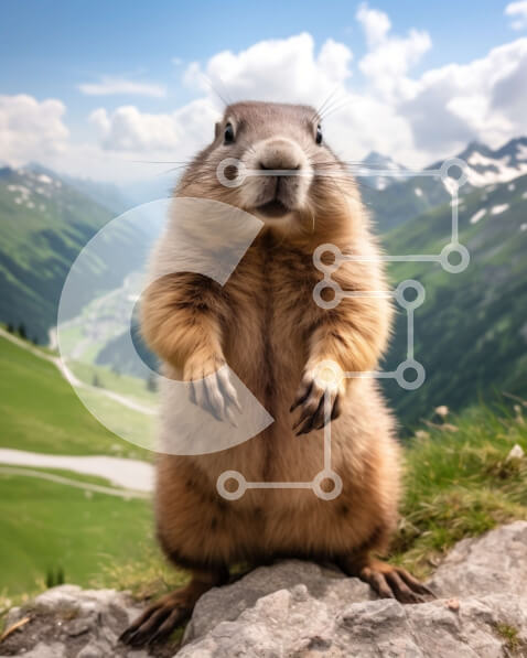 Σετ των 2 Intra Συλλεκτικό Ξύλινο Παζλ Plywood  4mm - Εκπληκτική εικόνα ενός Groundhog στο φυσικό του περιβάλλον Σε Ξύλινο Κουτί - Διαστάσεις: 10x10 cm – 25 κομμάτια