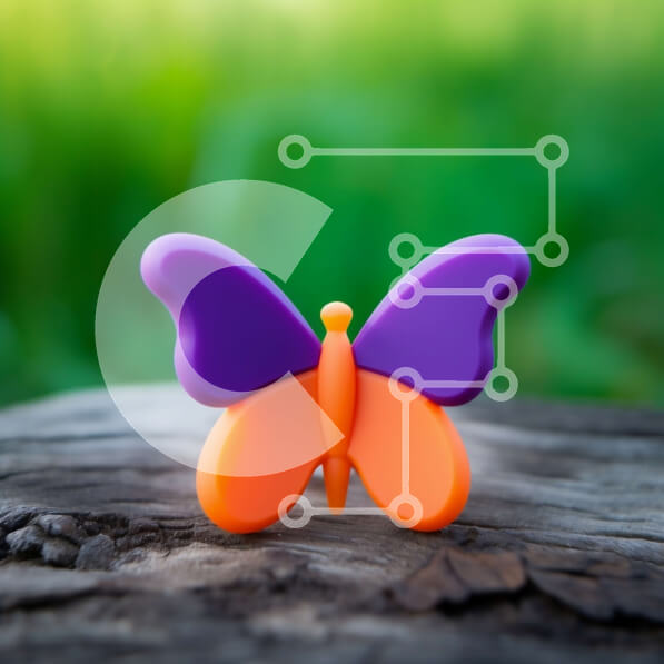 Intra Συλλεκτικό Ξύλινο Παζλ Plywood  4mm - Πορτοκαλί και μωβ παιχνίδι πεταλούδας σε ξύλο Σε Ξύλινο Κουτί - Διαστάσεις: 10x10 cm – 25 κομμάτια