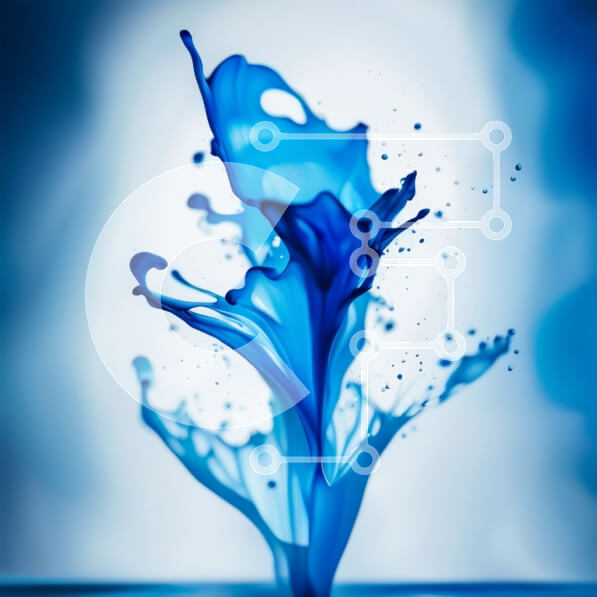 Intra Συλλεκτικό Ξύλινο Παζλ Plywood  4mm - Δυναμική εικόνα του μπλε υγρού πιτσιλίσματος και πιτσιλίσματος Σε Ξύλινο Κουτί - Διαστάσεις Puzzle: 10x10 cm – 25 κομμάτια