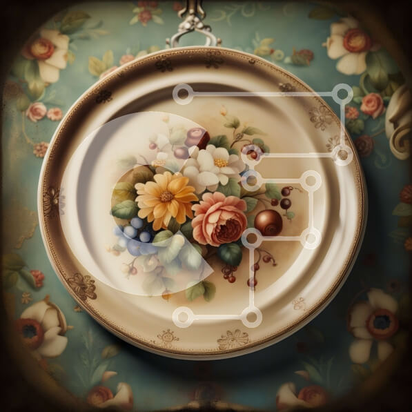 Intra Συλλεκτικό Ξύλινο Παζλ Plywood  4mm - Όμορφο διακοσμητικό πιάτο με λουλουδάτο σχέδιο στον τοίχο Σε Ξύλινο Κουτί - Διαστάσεις: 10x10 cm – 25 κομμάτια