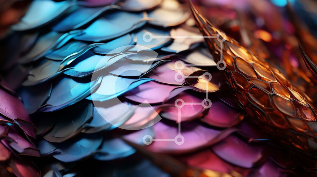 Intra Συλλεκτικό Ξύλινο Παζλ Plywood  4mm - Ζωντανή εικόνα από κοντά μιας πολύχρωμης μεταλλικής ζυγαριάς ψαριού Σε Ξύλινο Κουτί - Διαστάσεις: 10x10 cm – 25 κομμάτια