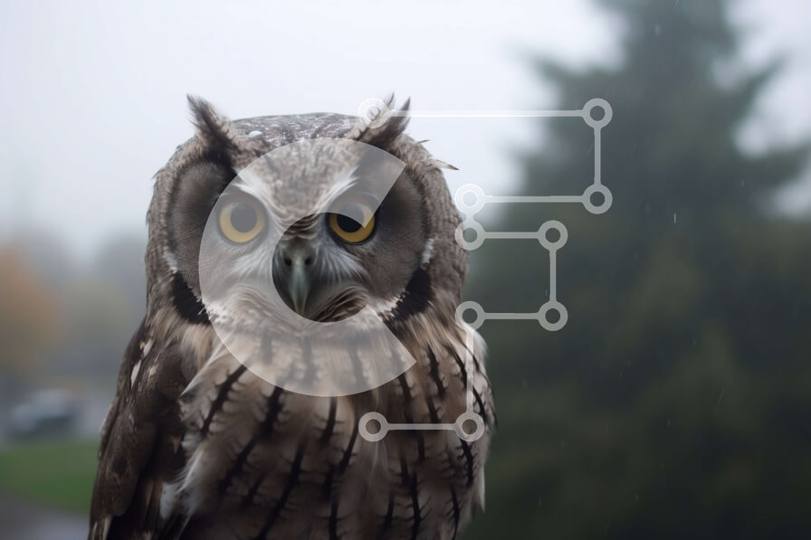 Σετ των 2 Intra Συλλεκτικό Ξύλινο Παζλ Plywood  4mm - Κοντινό πλάνο της κουκουβάγιας στο περβάζι παραθύρου Σε Ξύλινο Κουτί - Διαστάσεις: 10x10 cm – 25 κομμάτια