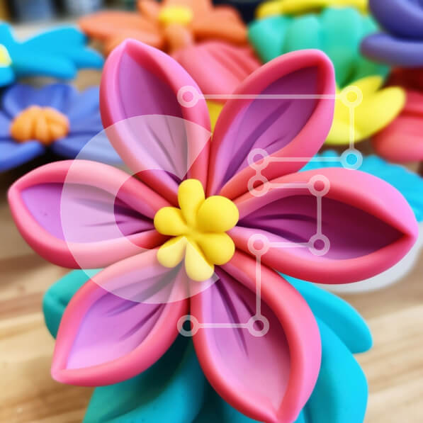 Intra Συλλεκτικό Ξύλινο Παζλ Plywood  4mm - Πολύχρωμη πλαστική ανθοσύνθεση σε ξύλινη επιφάνεια Σε Ξύλινο Κουτί - Διαστάσεις: 10x10 cm – 25 κομμάτια