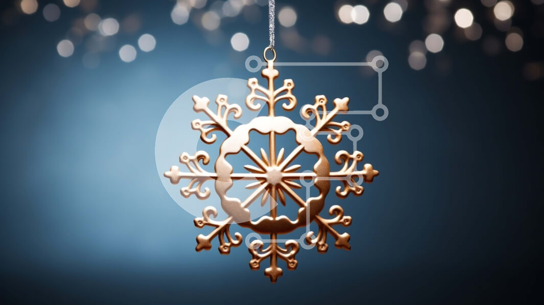 Intra Συλλεκτικό Ξύλινο Παζλ Plywood  4mm - Χρυσό στολίδι με νιφάδα χιονιού για διακόσμηση διακοπών Σε Ξύλινο Κουτί - Διαστάσεις: 10x10 cm – 25 κομμάτια