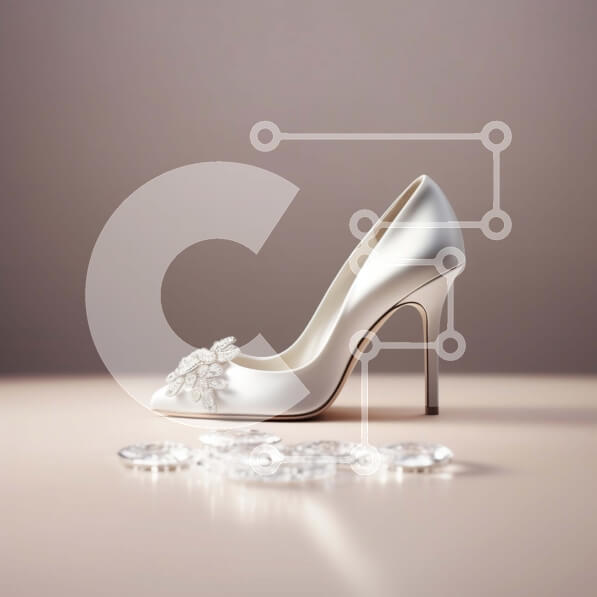 Σετ των 2 Intra Συλλεκτικό Ξύλινο Παζλ Plywood  4mm - Λαμπερά λευκά ψηλοτάκουνα παπούτσια με κρυστάλλινα στολίδια Σε Ξύλινο Κουτί - Διαστάσεις: 10x10 cm – 25 κομμάτια