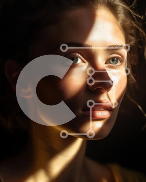 Intra Συλλεκτικό Ξύλινο Παζλ Plywood  4mm - Σοβαρό πορτρέτο μιας νεαρής γυναίκας με μακριά σγουρά μαλλιά και κίτρινο πουκάμισο Σε Ξύλινο Κουτί - Διαστάσεις Puzzle: 10x10 cm – 25 κομμάτια