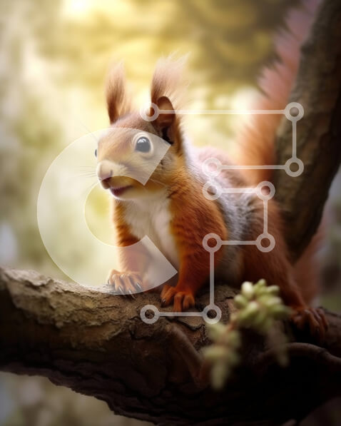 Σετ των 2 Intra Συλλεκτικό Ξύλινο Παζλ Plywood  4mm - Αξιολάτρευτη εικόνα ενός κόκκινου σκίουρου σε ένα δάσος Σε Ξύλινο Κουτί - Διαστάσεις: 10x10 cm – 25 κομμάτια