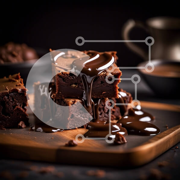 Σετ των 2 Intra Συλλεκτικό Ξύλινο Παζλ Plywood  4mm - Λαχταριστά Brownies σοκολάτας με σάλτσα σοκολάτας Σε Ξύλινο Κουτί - Διαστάσεις: 10x10 cm – 25 κομμάτια