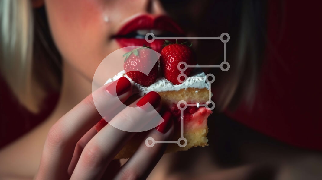 Σετ των 2 Intra Συλλεκτικό Ξύλινο Παζλ Plywood  4mm - Σαγηνευτική γυναίκα που κρατά ένα κέικ με φράουλες Σε Ξύλινο Κουτί - Διαστάσεις: 10x10 cm – 25 κομμάτια