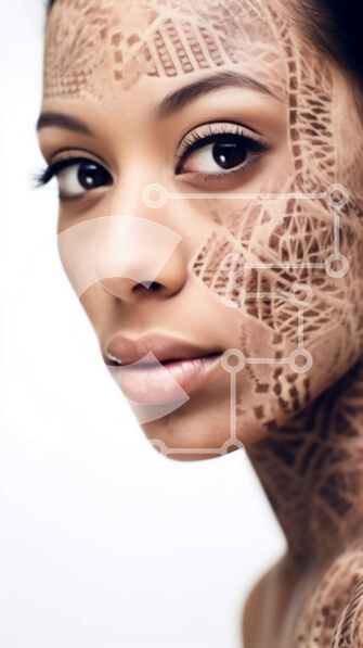 Intra Συλλεκτικό Ξύλινο Παζλ Plywood  4mm - Όμορφη φωτογραφία γυναίκας με σχέδια χέννας στο σώμα της Σε Ξύλινο Κουτί - Διαστάσεις Puzzle: 10x10 cm – 25 κομμάτια