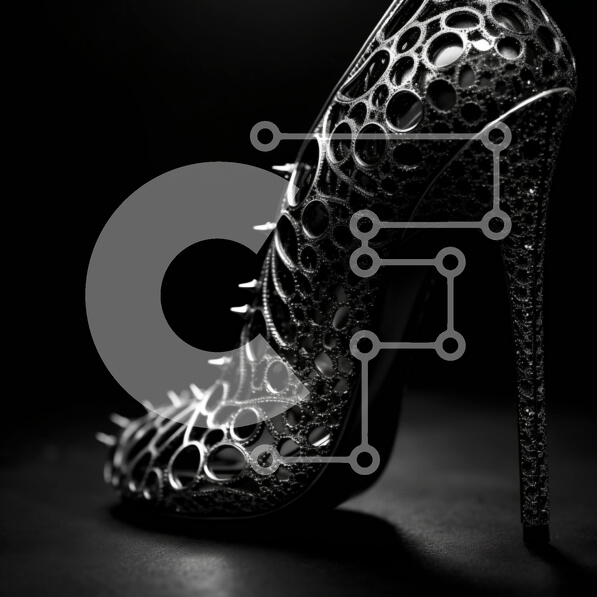 Σετ των 2 Intra Συλλεκτικό Ξύλινο Παζλ Plywood  4mm - Κομψά ψηλοτάκουνα παπούτσια με αιχμές σε μαύρο και άσπρο Σε Ξύλινο Κουτί - Διαστάσεις: 10x10 cm – 25 κομμάτια