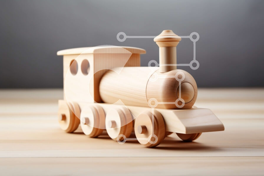 Intra Συλλεκτικό Ξύλινο Παζλ Plywood  4mm - Γοητευτικό ξύλινο τρένο παιχνιδιών σε ρουστίκ ξύλινο τραπέζι Σε Ξύλινο Κουτί - Διαστάσεις Puzzle: 10x10 cm – 25 κομμάτια