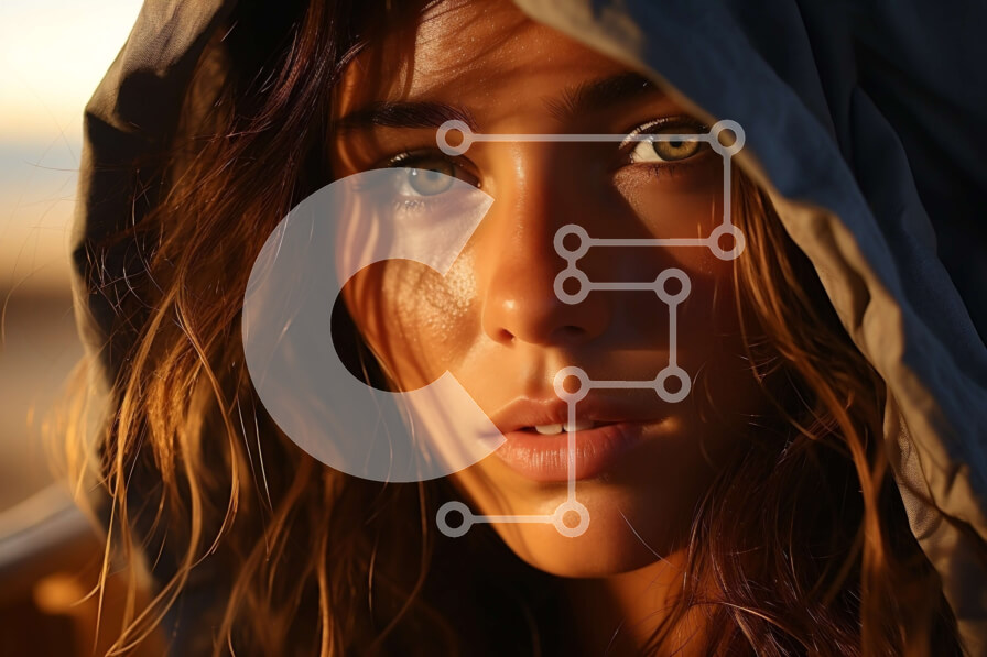 Intra Συλλεκτικό Ξύλινο Παζλ Plywood  4mm - Κομψή γυναίκα που φοράει κουκούλα, χαμένη στη σκέψη Σε Ξύλινο Κουτί - Διαστάσεις Puzzle: 10x10 cm – 25 κομμάτια