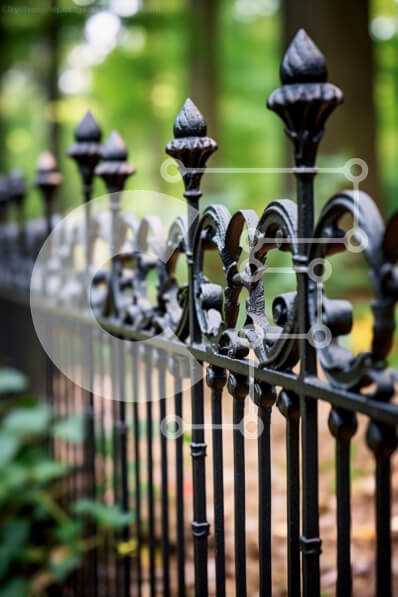 Σετ των 2 Intra Συλλεκτικό Ξύλινο Παζλ Plywood  4mm - Όμορφη εικόνα ενός περίπλοκου μαύρου σιδερένιου φράχτη με το φυσικό περιβάλλον Σε Ξύλινο Κουτί - Διαστάσεις: 10x10 cm – 25 κομμάτια