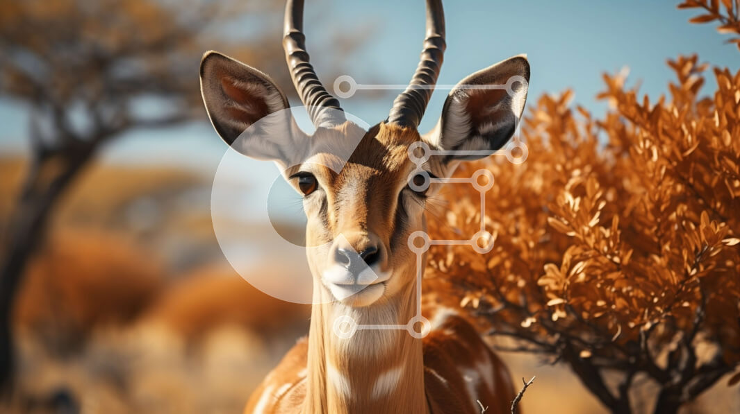 Σετ των 2 Intra Συλλεκτικό Ξύλινο Παζλ Plywood  4mm - Κοντινή εικόνα ενός αρσενικού Impala με μεγάλα κέρατα Σε Ξύλινο Κουτί - Διαστάσεις: 10x10 cm – 25 κομμάτια