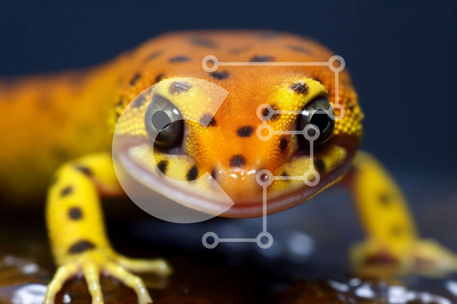 Σετ των 2 Intra Συλλεκτικό Ξύλινο Παζλ Plywood  4mm - Κοντινή εικόνα μιας όμορφης στικτωμένης σαύρας με μεγάλα μάτια Σε Ξύλινο Κουτί - Διαστάσεις: 10x10 cm – 25 κομμάτια