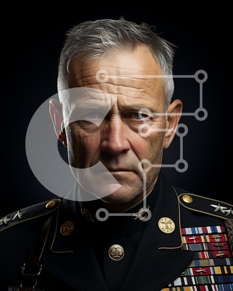 Intra Συλλεκτικό Ξύλινο Παζλ Plywood  4mm - Σοβαρό στρατιωτικό άτομο με στολή Στοκ Φωτογραφία Σε Ξύλινο Κουτί - Διαστάσεις Puzzle: 10x10 cm – 25 κομμάτια