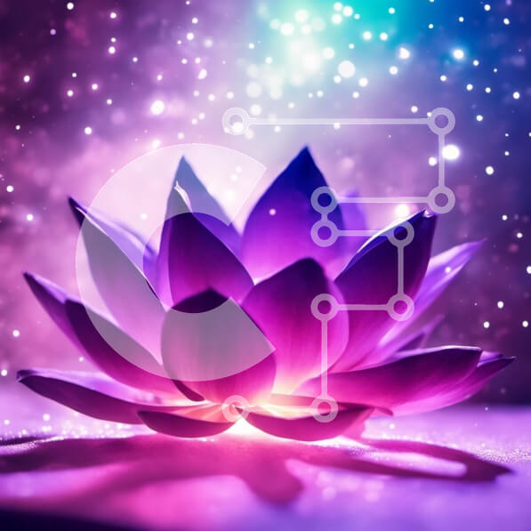 Intra Συλλεκτικό Ξύλινο Παζλ Plywood  4mm - Μωβ λουλούδι Lotus με φόντο αστέρια και φώτα Σε Ξύλινο Κουτί - Διαστάσεις Puzzle: 10x10 cm – 25 κομμάτια