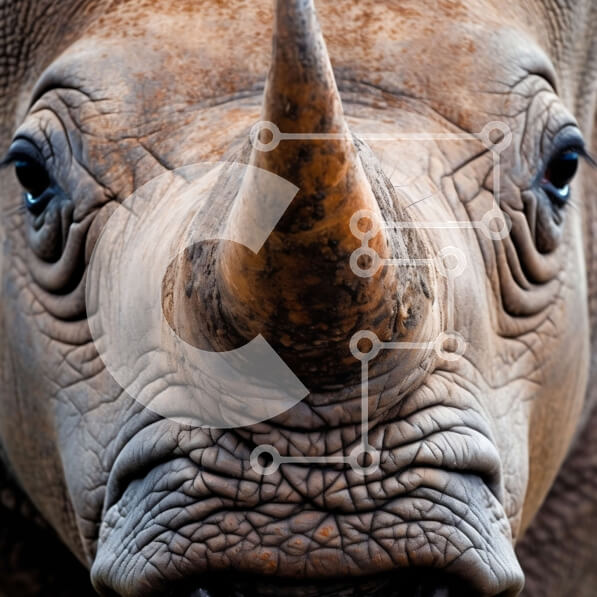 Intra Συλλεκτικό Ξύλινο Παζλ Plywood  4mm - Εκπληκτική κοντινή λήψη προσώπου ρινόκερου με κέρατο Σε Ξύλινο Κουτί - Διαστάσεις: 10x10 cm – 25 κομμάτια