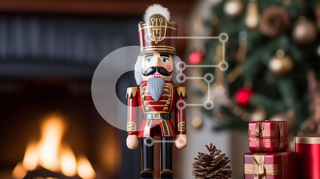 Intra Συλλεκτικό Ξύλινο Παζλ Plywood  4mm - Χριστουγεννιάτικος Καρυοθραύστης με Τζάκι και Δώρα Σε Ξύλινο Κουτί - Διαστάσεις: 10x10 cm – 25 κομμάτια