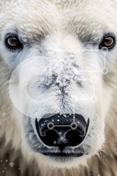 Σετ των 2 Intra Συλλεκτικό Ξύλινο Παζλ Plywood  4mm - Εκπληκτική κοντινή εικόνα του προσώπου μιας πολικής αρκούδας Σε Ξύλινο Κουτί - Διαστάσεις: 10x10 cm – 25 κομμάτια