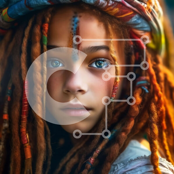 Σετ των 2 Intra Συλλεκτικό Ξύλινο Παζλ Plywood  4mm - Πολύχρωμο κόσμημα κεφαλής και κοσμήματα σε μια όμορφη γυναίκα με dreadlocks Σε Ξύλινο Κουτί - Διαστάσεις: 10x10 cm – 25 κομμάτια