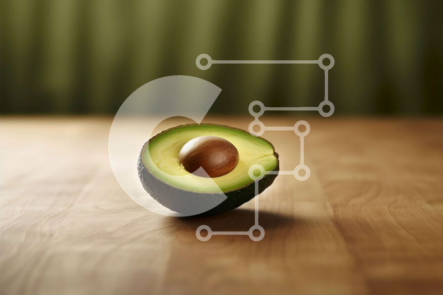 Σετ των 2 Intra Συλλεκτικό Ξύλινο Παζλ Plywood  4mm - Φρέσκο ​​ώριμο αβοκάντο σε ξύλινο τραπέζι με φόντο πράσινη κουρτίνα Σε Ξύλινο Κουτί - Διαστάσεις: 10x10 cm – 25 κομμάτια