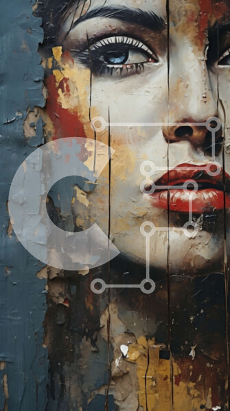 Intra Συλλεκτικό Ξύλινο Παζλ Plywood  4mm - Λυπημένη γυναίκα με κόκκινο κραγιόν και σγουρά μαλλιά Σε Ξύλινο Κουτί - Διαστάσεις Puzzle: 10x10 cm – 25 κομμάτια