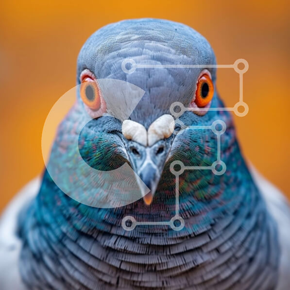 Intra Συλλεκτικό Ξύλινο Παζλ Plywood  4mm - Εκπληκτική κοντινή πλάνο του προσώπου ενός περιστεριού με κόκκινα μάτια Σε Ξύλινο Κουτί - Διαστάσεις: 10x10 cm – 25 κομμάτια