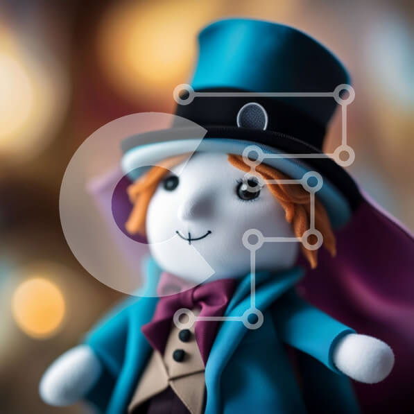 Intra Συλλεκτικό Ξύλινο Παζλ Plywood  4mm - Αξιολάτρευτη εικόνα ενός χιονάνθρωπου με μπλε καπέλο και κόκκινο κασκόλ Σε Ξύλινο Κουτί - Διαστάσεις Puzzle: 10x10 cm – 25 κομμάτια