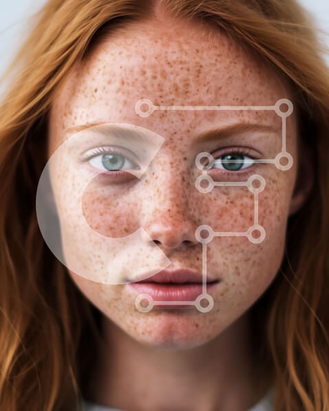 Intra Συλλεκτικό Ξύλινο Παζλ Plywood  4mm - Ουδέτερο πορτρέτο μιας κοκκινομάλλας γυναίκας με πράσινα μάτια Σε Ξύλινο Κουτί - Διαστάσεις Puzzle: 10x10 cm – 25 κομμάτια