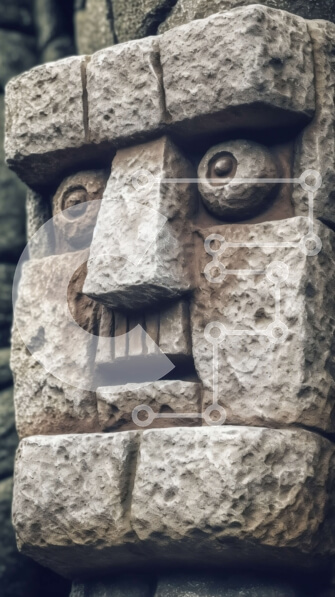 Intra Συλλεκτικό Ξύλινο Παζλ Plywood  4mm - Κοντινό πλάνο ενός ξεπερασμένου πέτρινου προσώπου με μια έκπληκτη έκφραση Σε Ξύλινο Κουτί - Διαστάσεις Puzzle: 10x10 cm – 25 κομμάτια