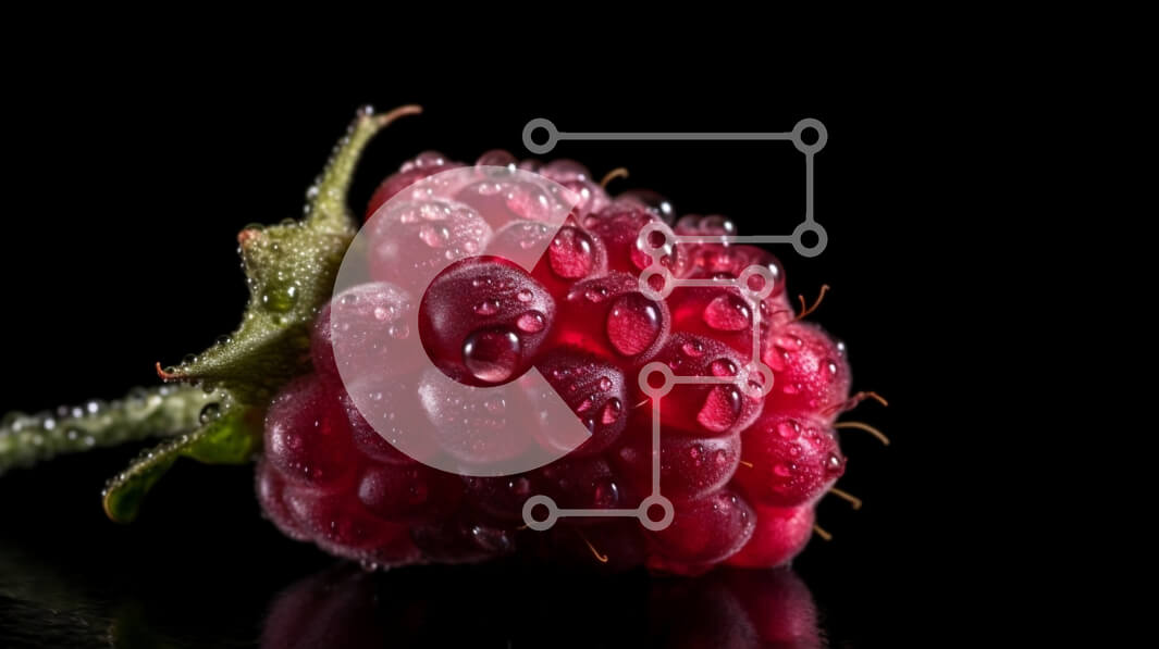 Σετ των 2 Intra Συλλεκτικό Ξύλινο Παζλ Plywood  4mm - Φρέσκο ​​κόκκινο βατόμουρο με σταγονίδια νερού σε μαύρο φόντο Σε Ξύλινο Κουτί - Διαστάσεις: 10x10 cm – 25 κομμάτια