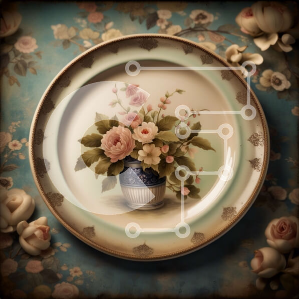 Σετ των 2 Intra Συλλεκτικό Ξύλινο Παζλ Plywood  4mm - Όμορφη εικόνα με ροζ τριαντάφυλλα σε ένα βάζο σε μπλε τραπεζομάντιλο Σε Ξύλινο Κουτί - Διαστάσεις: 10x10 cm – 25 κομμάτια