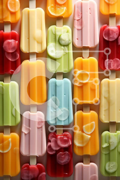 Σετ των 2 Intra Συλλεκτικό Ξύλινο Παζλ Plywood  4mm - Ζωντανή εικόνα με πολύχρωμα Popsicles σε καθαρό φόντο Σε Ξύλινο Κουτί - Διαστάσεις: 10x10 cm – 25 κομμάτια