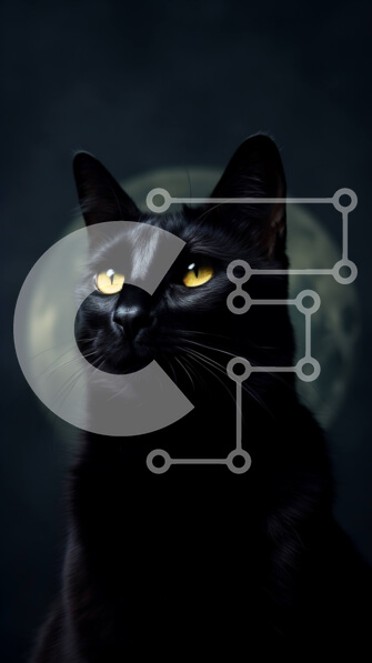 Σετ των 2 Intra Συλλεκτικό Ξύλινο Παζλ Plywood  4mm - Μυστηριώδης εικόνα μιας μαύρης γάτας με κίτρινα μάτια Σε Ξύλινο Κουτί - Διαστάσεις: 10x10 cm – 25 κομμάτια