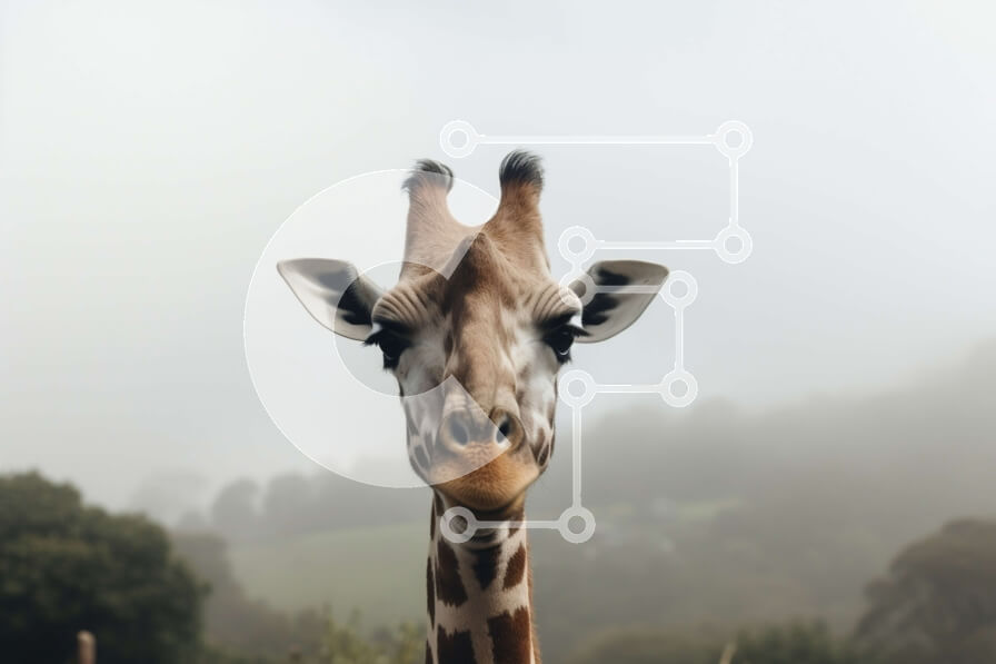 Σετ των 2 Intra Συλλεκτικό Ξύλινο Παζλ Plywood  4mm - Καμηλοπάρδαλη με γερμένο κεφάλι σε φυσικό περιβάλλον Σε Ξύλινο Κουτί - Διαστάσεις: 10x10 cm – 25 κομμάτια