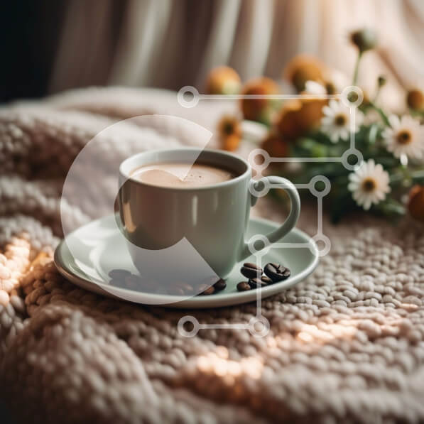 Σετ των 2 Intra Συλλεκτικό Ξύλινο Παζλ Plywood  4mm - Όμορφη εικόνα ενός φλιτζάνι καφέ σε μια ζεστή κουβέρτα με floral διακόσμηση Σε Ξύλινο Κουτί - Διαστάσεις: 10x10 cm – 25 κομμάτια